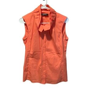 Lafayette 148 New York Ruffle Collar Sleeveless Blouse in Orange Size 4